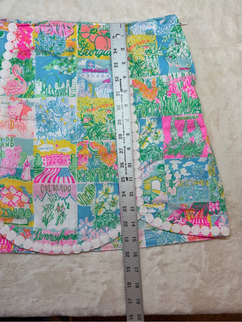 Lilly Pulizer Patty Skirt Pop Up State Of Mind Map Women’s Sz 6 (NEW $98) - Picture 3 of 5